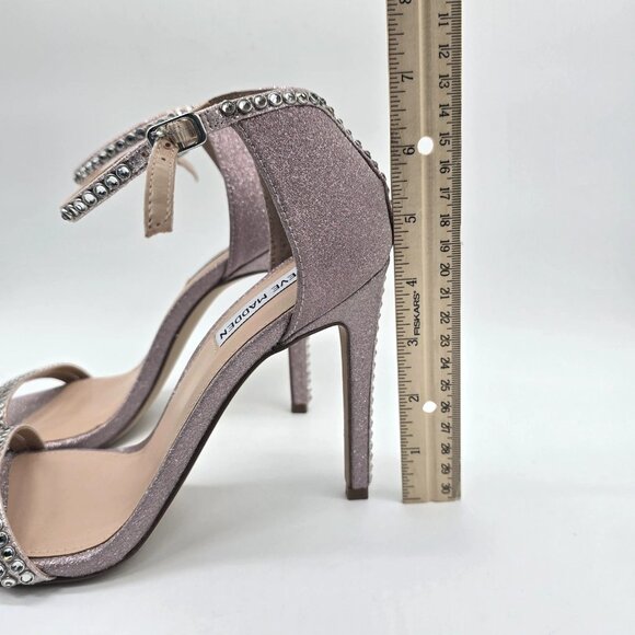 Steve Madden Colette Heels 8.5M Sparkle Blush Rhinestone Strappy - Picture 14 of 15